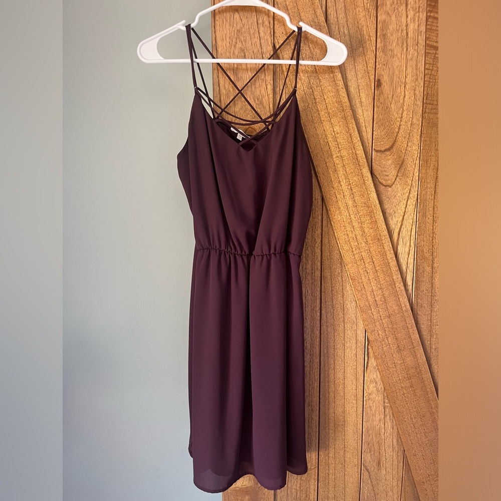 Maurices Plum Ruched Spaghetti Strap Sundress